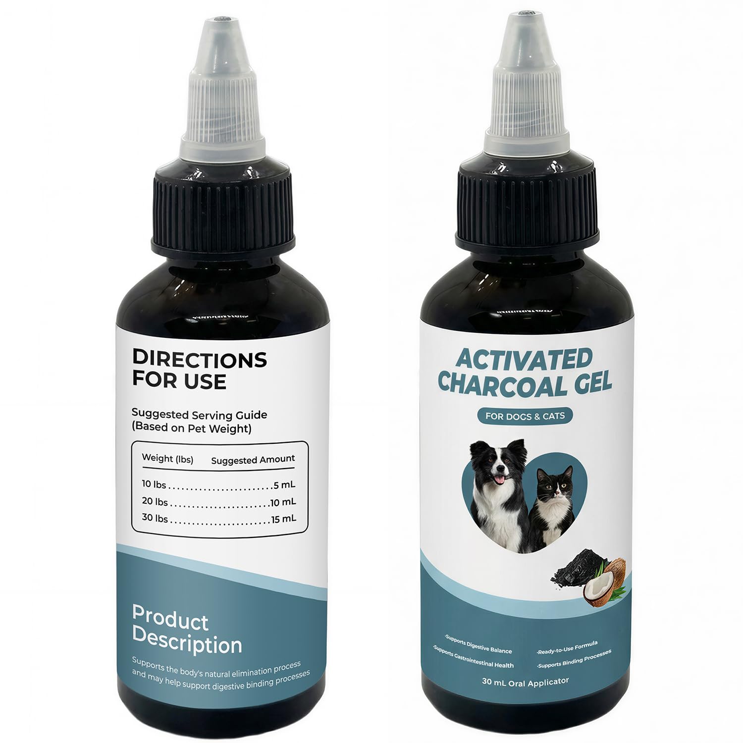Activated Charcoal Gel for Dogs and Cats, Ready-to-Use Emergency Support for Accidental Ingestion, Diarrhea, Gas Relief & Digestive Upset, Pet First Aid Essential, 30 mL