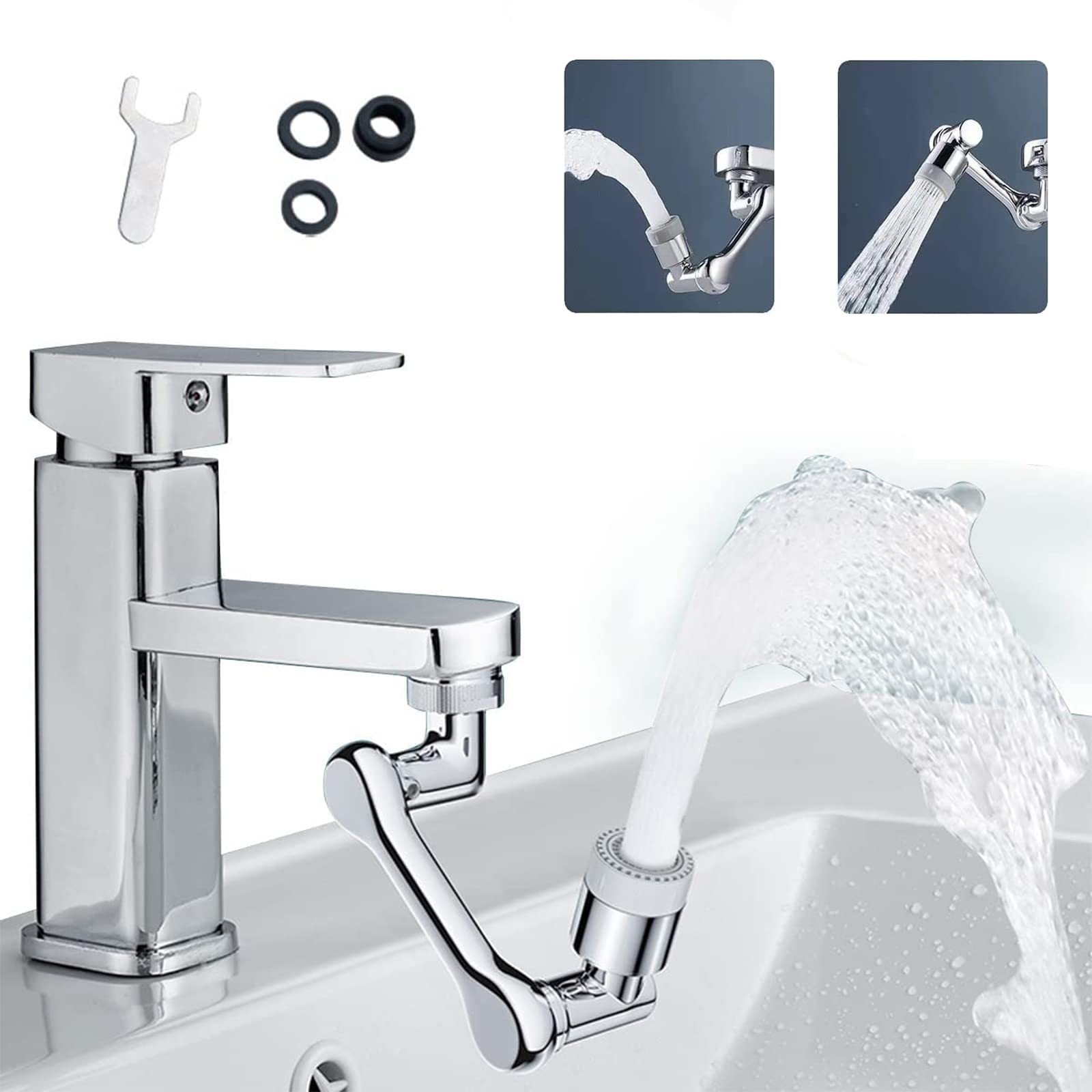 Universal Rotating Faucet Extender, 1080° Swivel Robotic Arm Faucet, Rotation Extension Faucet Multifunctional Sprayer Attachment