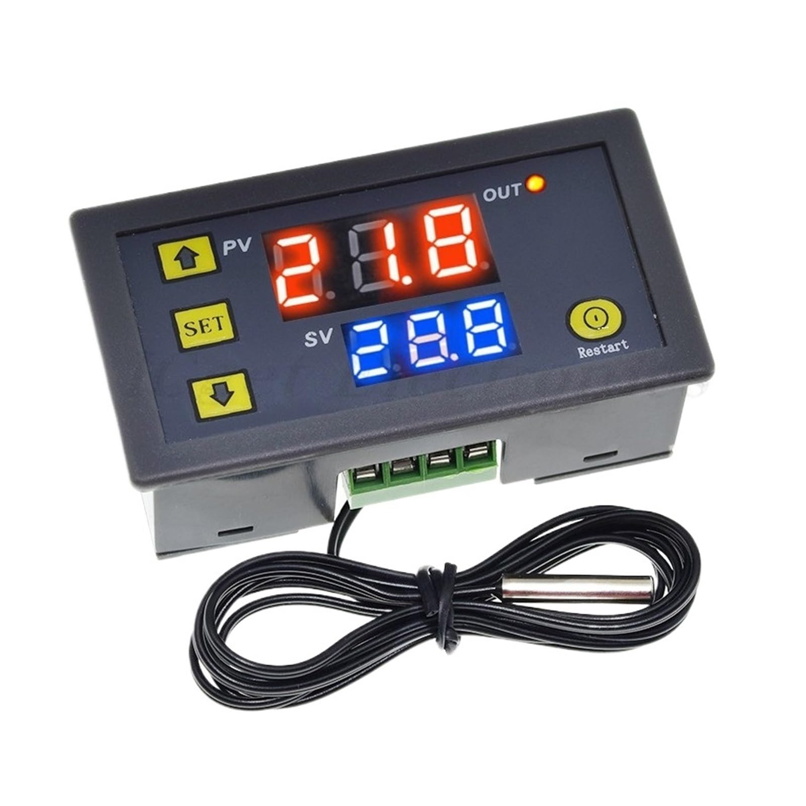 1pcs W3230 Digital Temperature Controller 12V 24V 220V Thermostat Regulator Heating Cooling Control Thermoregulator With Sensor(24V 240W)
