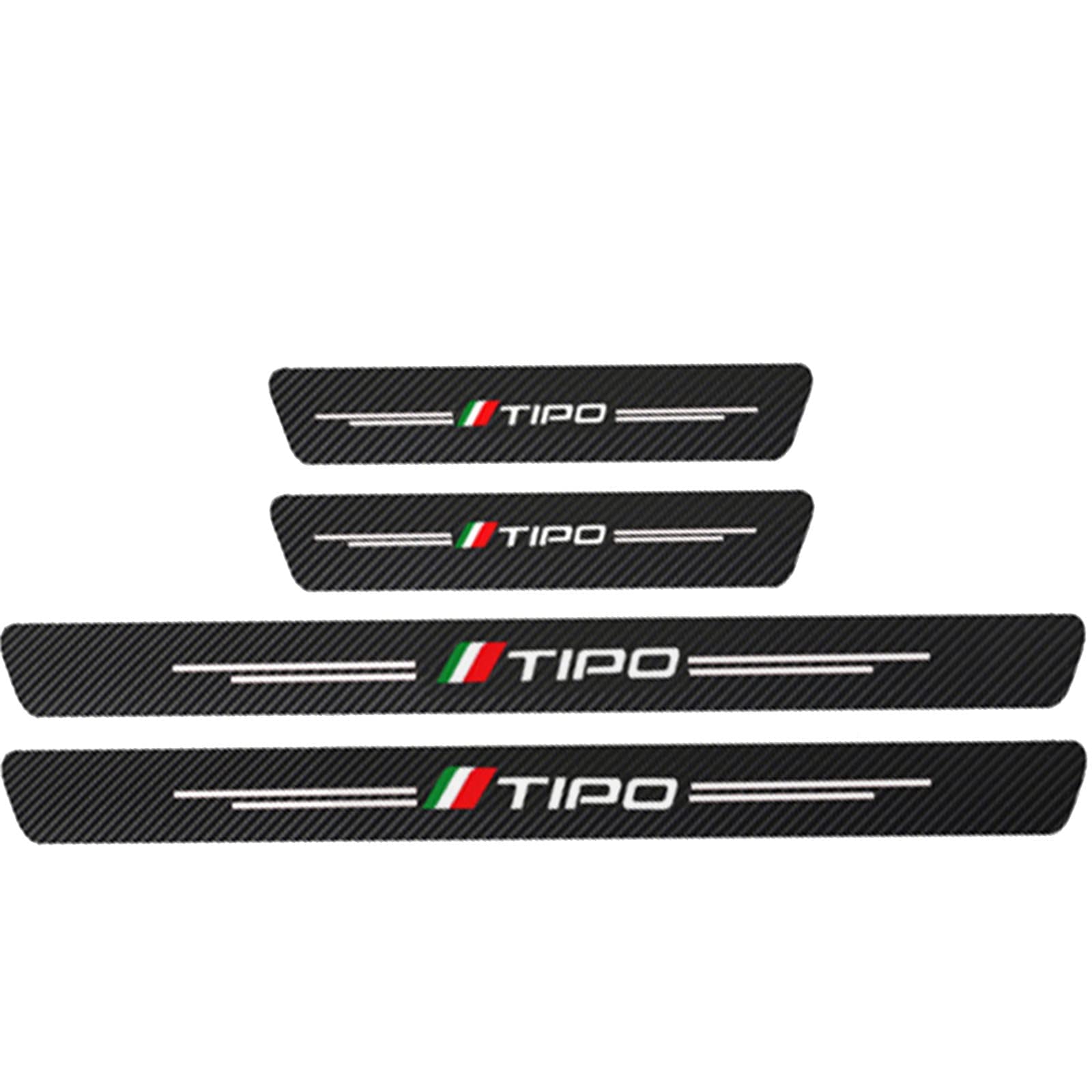 KAFMZEP 4pcs Car Door Sill Protectors for Fiat Tipo Accessories, Self Adhesive Carbon Fibre Wrap Film Universal Automobile Threshold Strips Kick Plate Covers Sticker,White