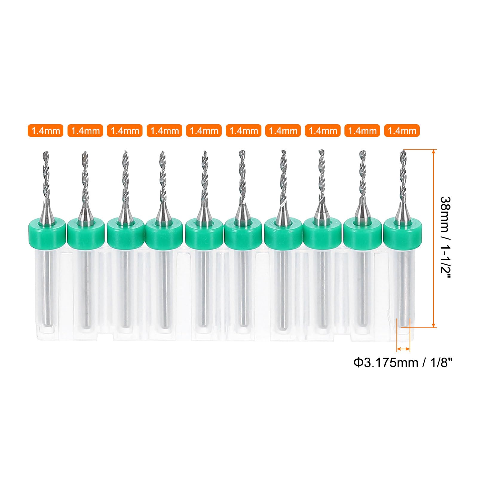 sourcing map PCB-Bohrer-Set, 1/8-Zoll-Schaft, 1,4 mm, Wolframkarbid-Mikro-Spiralbohrer, Werkzeuge für Leiterplatten, Schmuck, Kunststoff, Holz, weiches Metall, 10 Stück