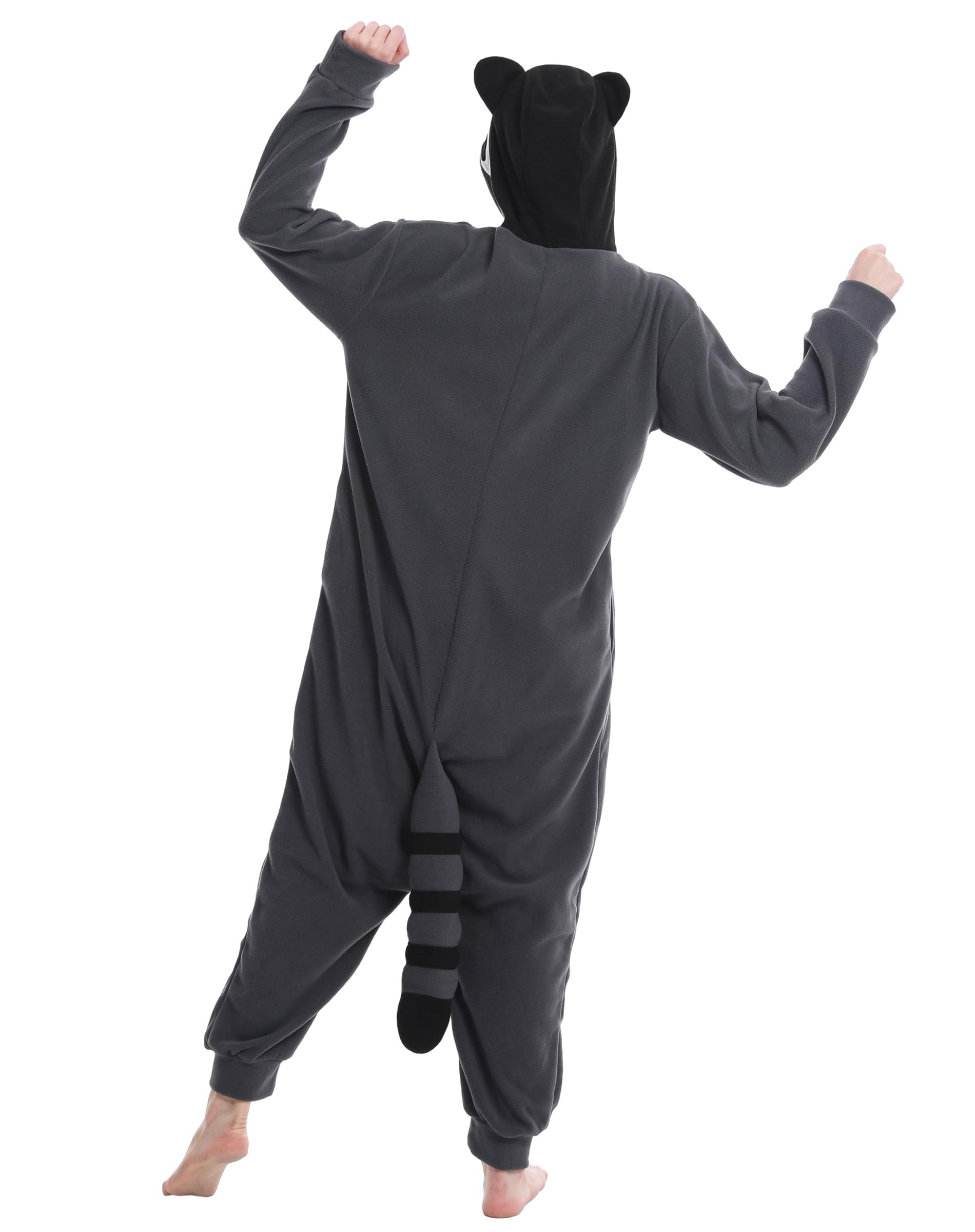 dressfan Unisex Pigiama da Procione Onesie Costumi,Grigio Animali Monopezzi Pigiama Halloween Carnevale Costumi e Cosplay,Regali di Natale per Donna Uomo