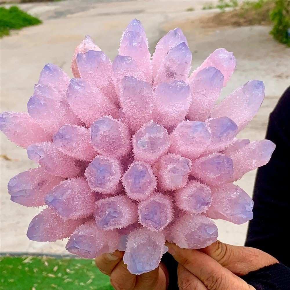 Kristallornamente Heilende rosa-blaue Phantomquarz-Kristall-Cluster-Mineralexemplare Wunderschöner Kristall