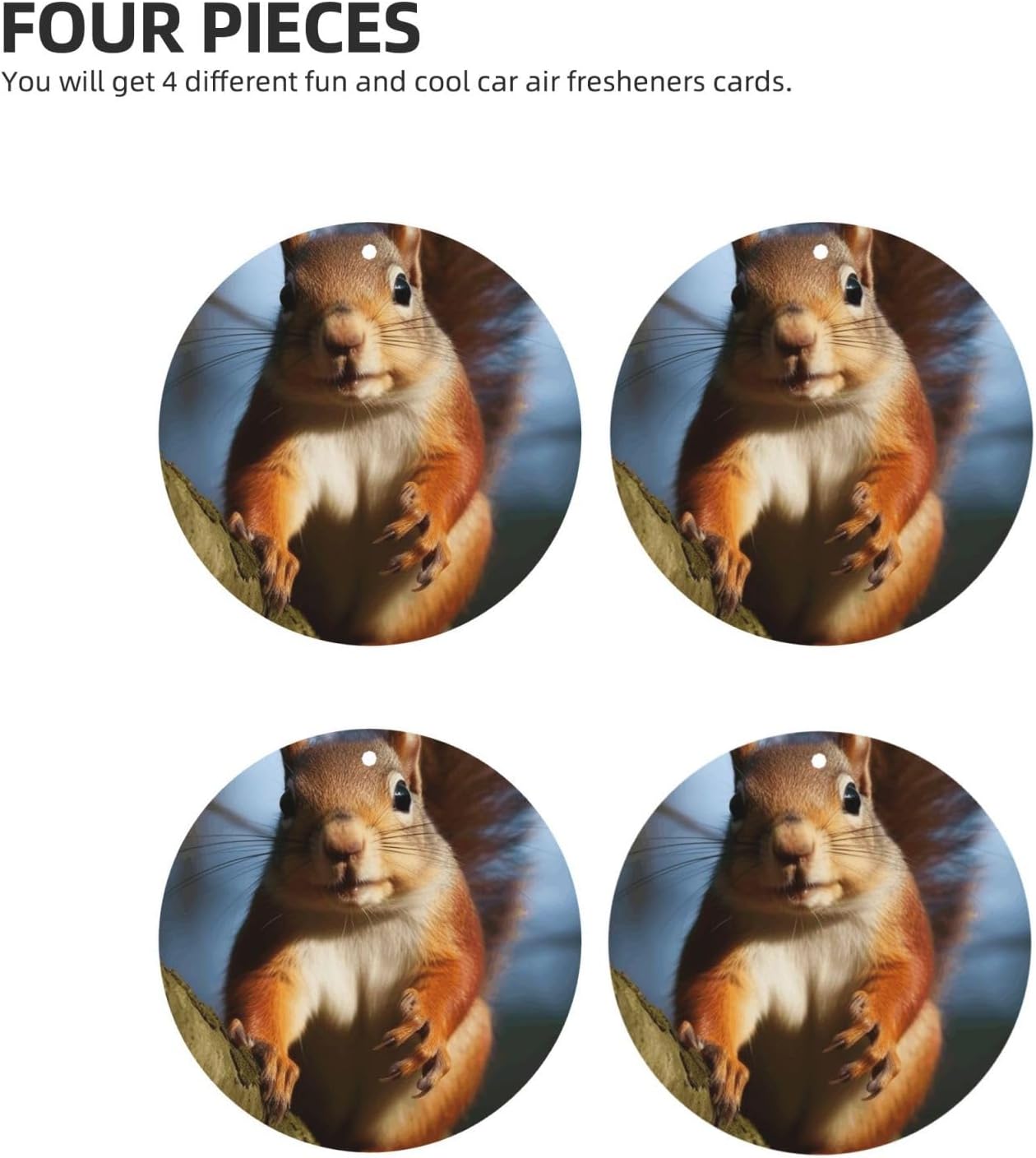 Squirrel Funny Animal Car Air Fresheners Cards Set of 4 Pieces, Long-Lasting Auto Aromatherapy Tablets Gifts Car Rearview Mirror Pendant Hanging Scented Cards for Wardrobe Bathroom image 2