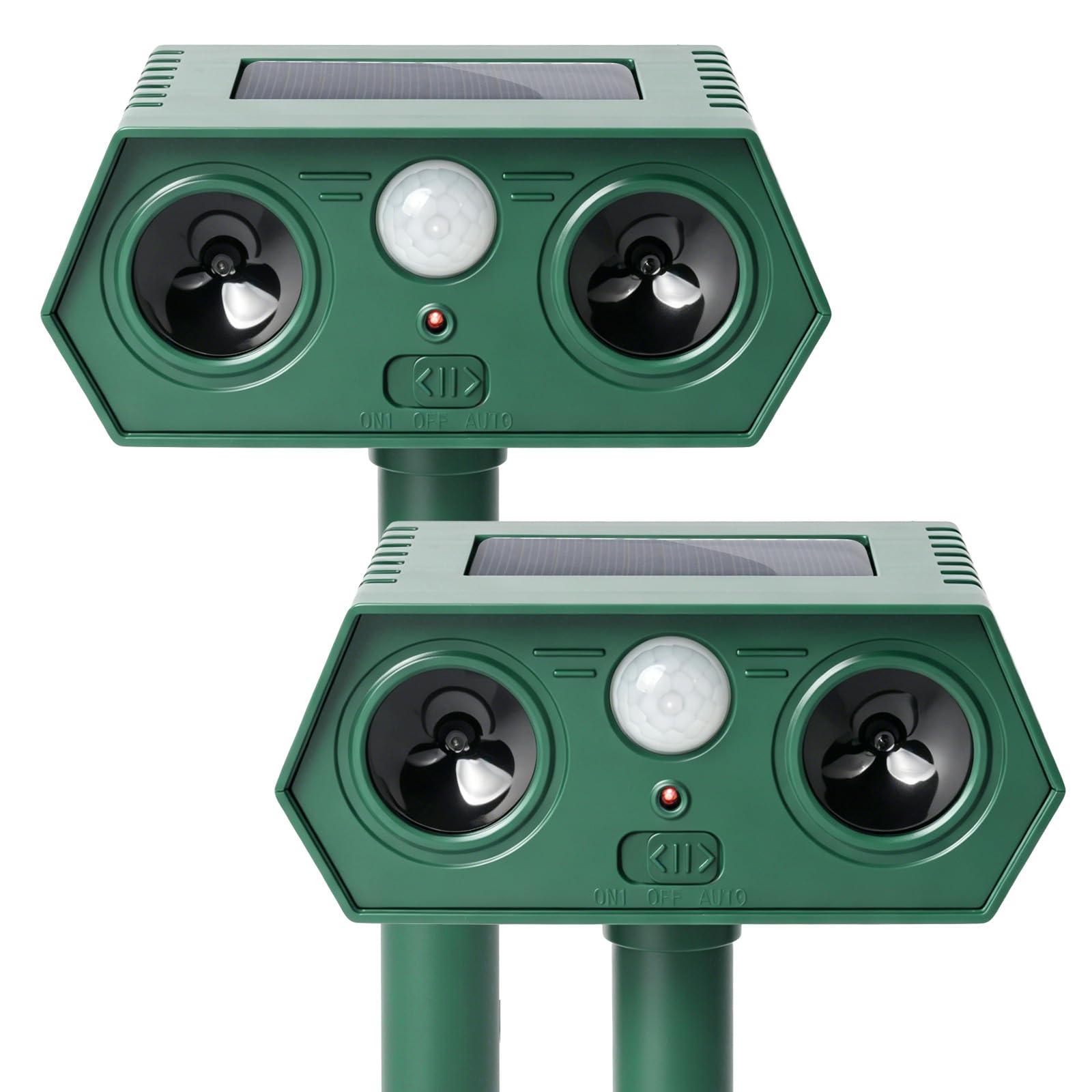 Ultrasonic Cat Repeller, Solar Powered Ultrasonic Fox Deterrent for Gardens, Cat Scarer IPX4 Waterproof, Applies to Repeller Cat, Dog, Squirrel, Raccoon, Rabbit, Deer - Set of 2