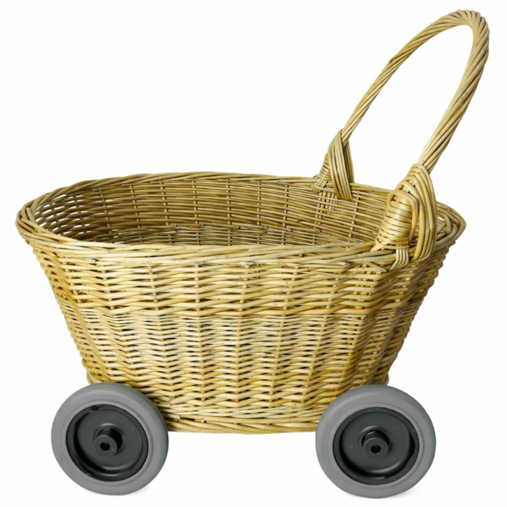 Carrito para Eventos de Mimbre Blanco Natural