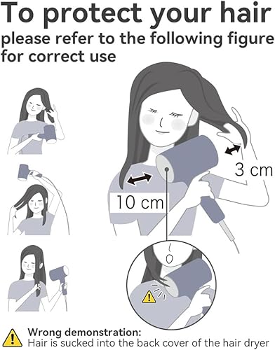 Miniatura 7 de CONFU Secador de pelo difusor para cabello rizado, secado rápido de 1500 W con difusor para mujeres, secador de pelo compacto y portátil de iones