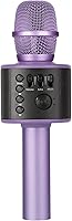 Vista 1 de Core Innovations - Micrófono de karaoke inalámbrico Bluetooth con altavoces incorporados + grabación HD, micrófono portátil de mano Lila