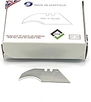 CCA Concave Trimming Knife Blades 100 Pack - Premium Carbon Steel, Made in Sheffield, 2-Notch Utility Blades for Flooring