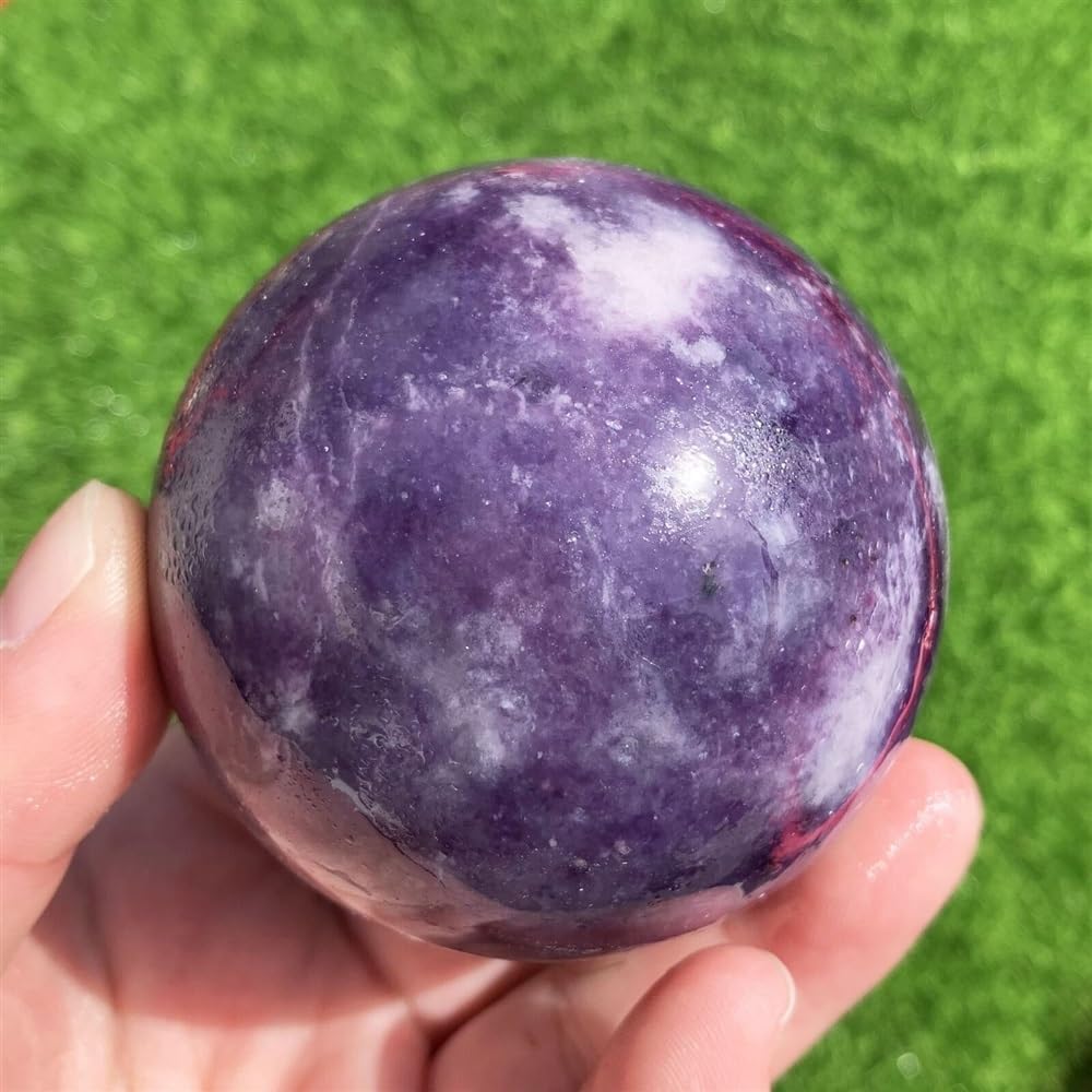 Lepidolite Stone Crystal Ball Mica Purple Ornaments (Size : 300-400g)