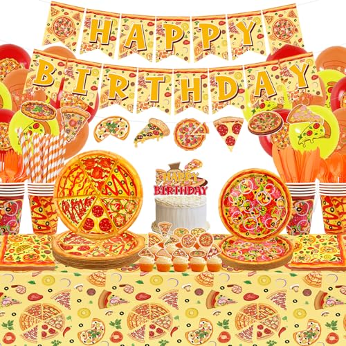 Pizza Birthday Decorations, Pizza Party Decoration, Plates Cups Napkins Tablecloth