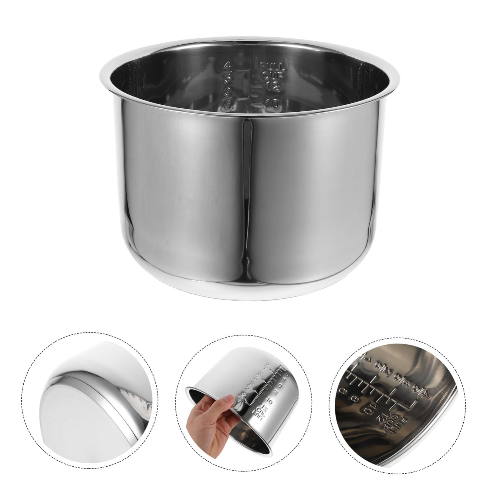 Alipis Recambio de Olla de Arroz de Acero Inoxidable para Arrocera, Accesorio para Hacer Arroz, Forro Interior 6 L, Repuesto