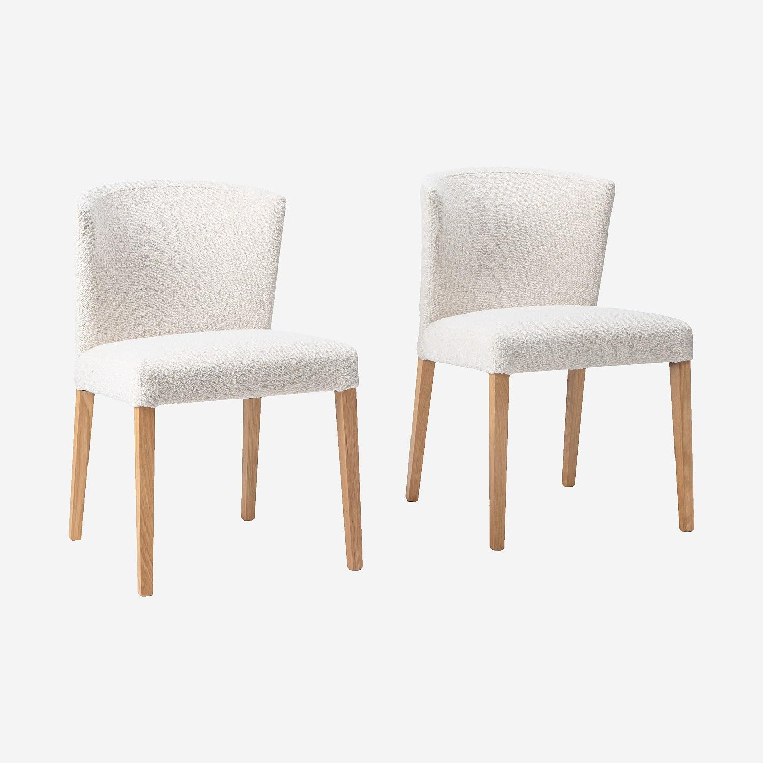 Chaises en Tissu Bouclette et Chêne Massif Valentina | Élégance Crème