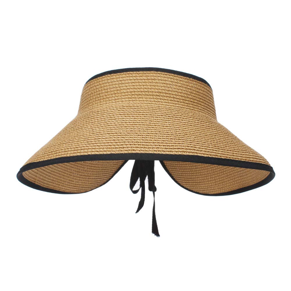MK MATT KEELY Sombrero de Paja de Playa para Mujer, Plegable ala Ancha Sombrero para el Sol Mujer