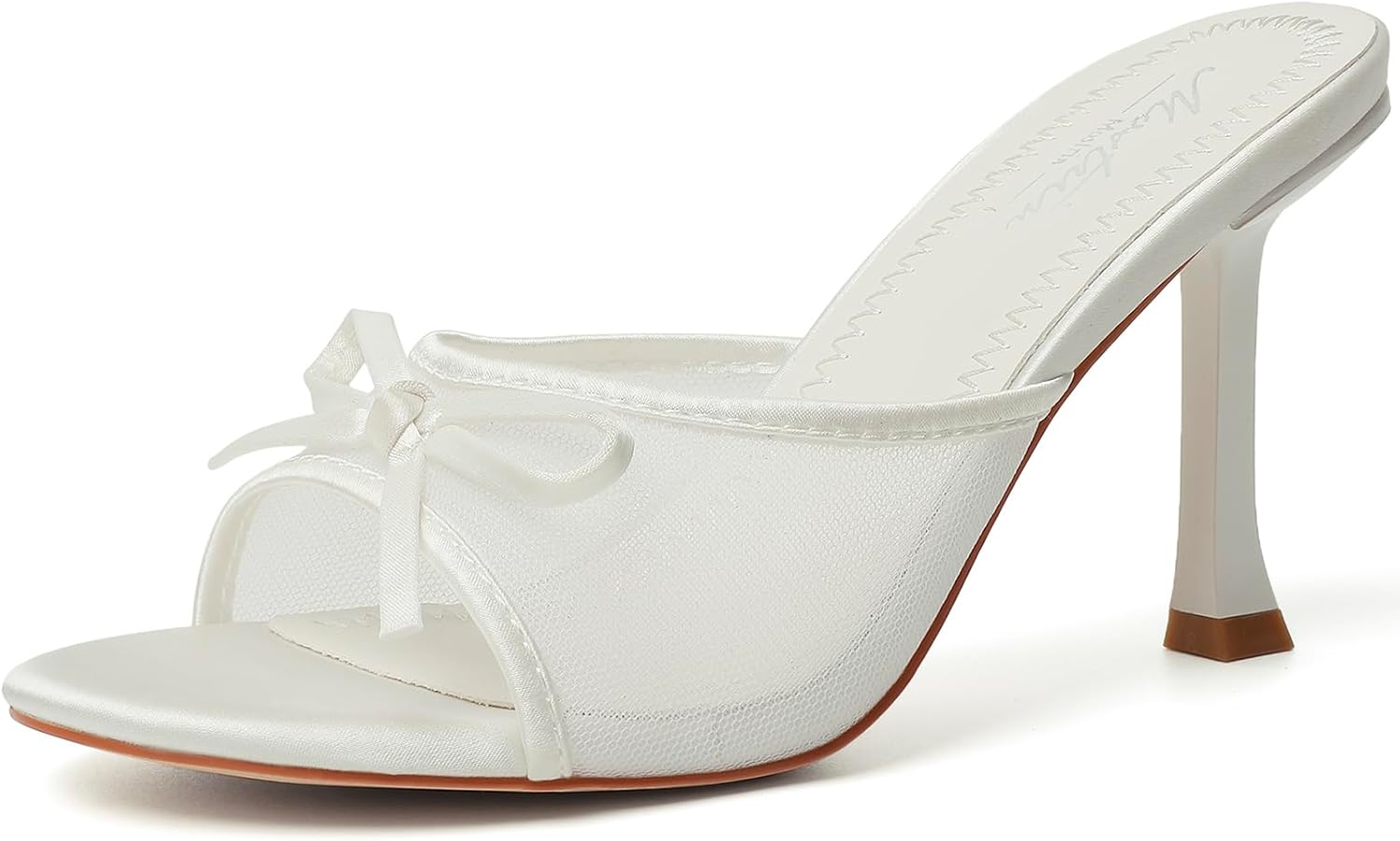 Mostrin Kitten Heels for Women Round Toe Heels With Bow Vintage Mules Sexy Slip on Stiletto Backless Sandals for Party Daily