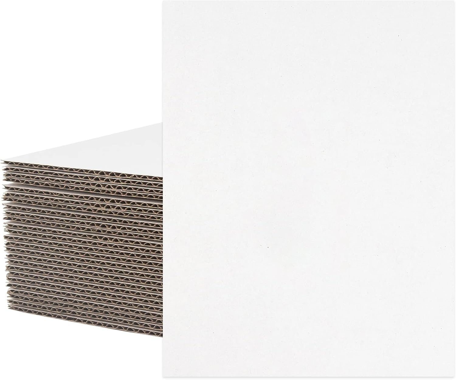 Topstar (25 Pcs) White Corrugated Sheets | 8.5x11 inch (21x28 cm) | Flat Cardboard Sheets | Cardboard Inserts for Packaging | Mailing | Arts & Crafts | Separators for Shipping | Picture Frame Backing