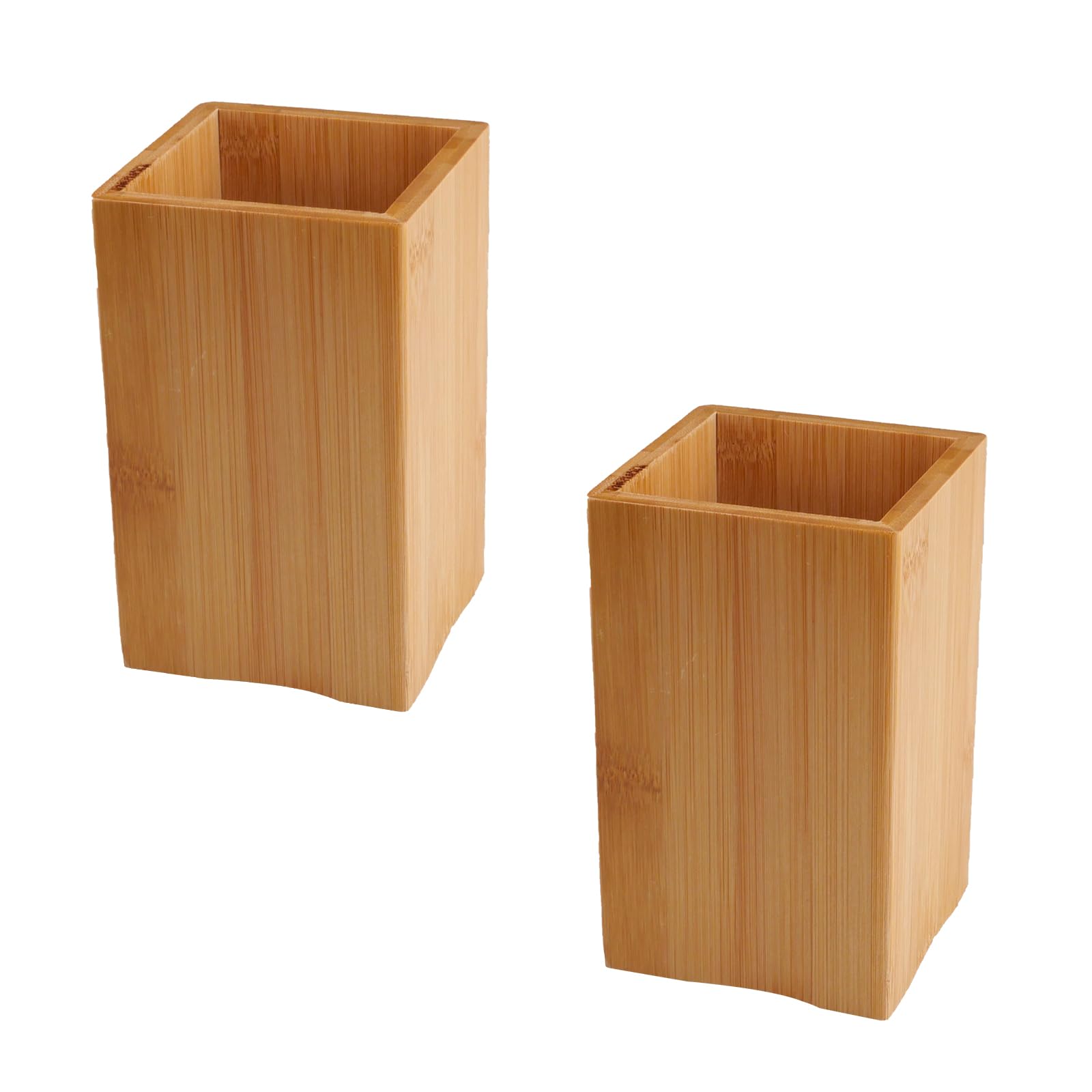 SenaiMy 2-Piece Bamboo Square Kitchen Utensil Rack, Cutlery Box for Storing Kitchenware and Utensils, Natural Style Utensil Rack Container for Spoons, Forks & Knives (wood color)
