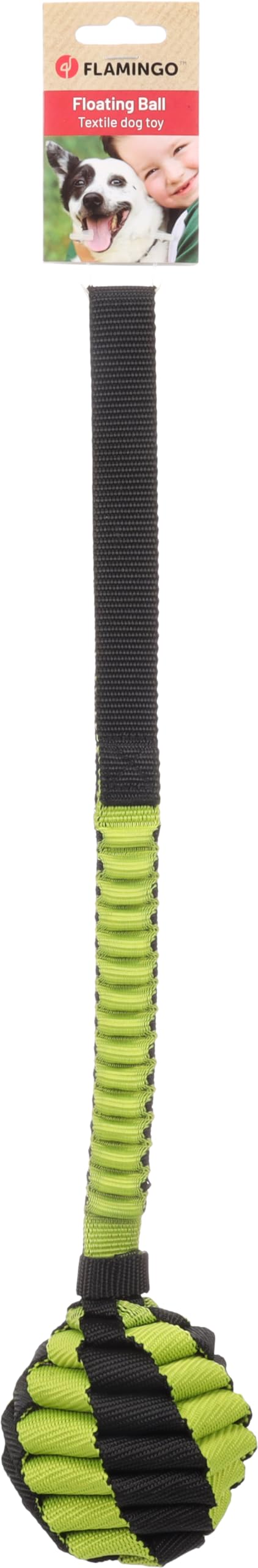 Flamingo DT ROFAS WOVEN TUG ROPE WITH BALL L GREEN/BLACK 49x9x9CM
