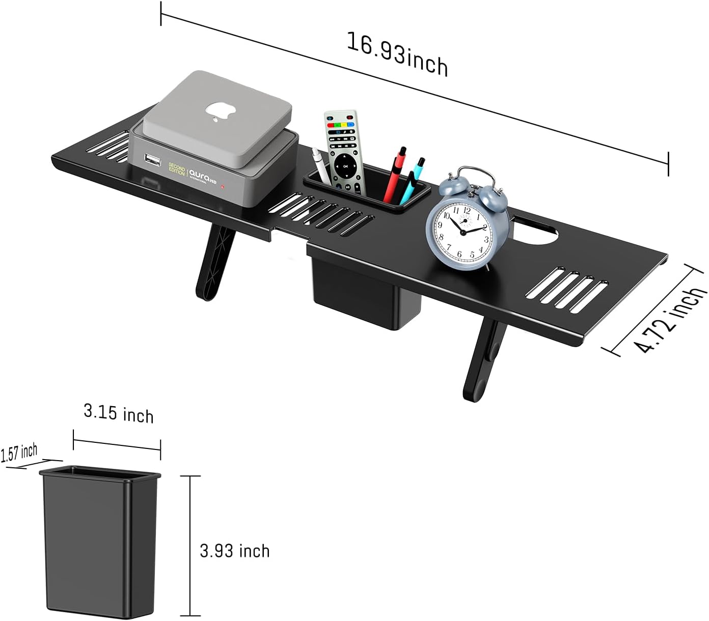 Adjustable Steel TV Top Shelf, Floating TV Stand, Universal Monitor Shelf for Soundbar, Game Console, Cable Box, Router Shelves (16.93x4.72inch with 1 Boxes)