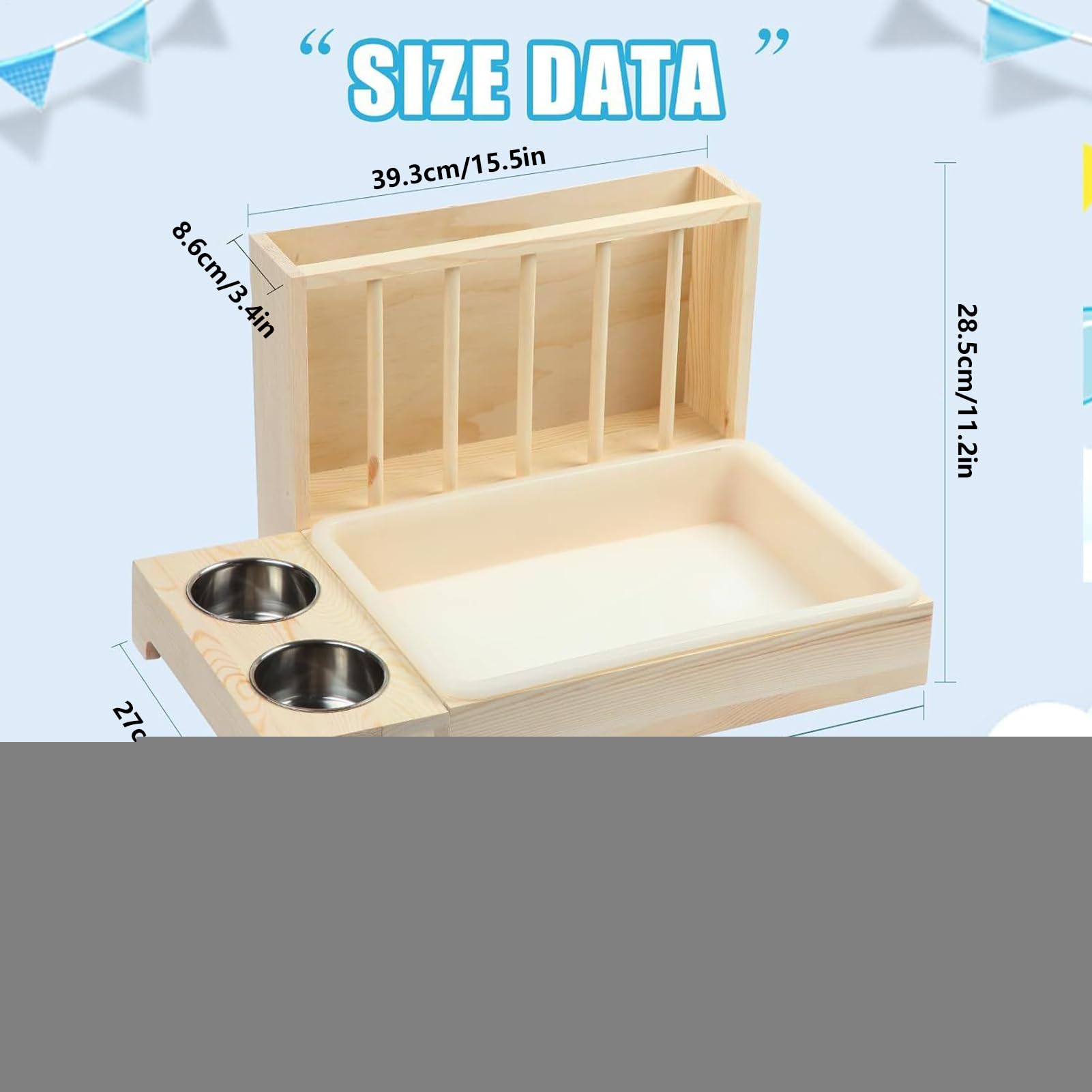 Dispensatore Di Cibo Per Conigli Stazione Alimentazione Animali In Legno | Portafieno Per Conigli Con Dispensatore D'Acqua Per Furetto Cincillà Riccio Gallina Interno Esterno Viaggio Gabbia