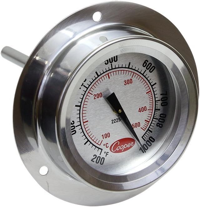 2225-20 Stainless Steel Bi-Metals Industrial Flange Mount Thermometer, 200 to 1000 Degrees F Temperature Range