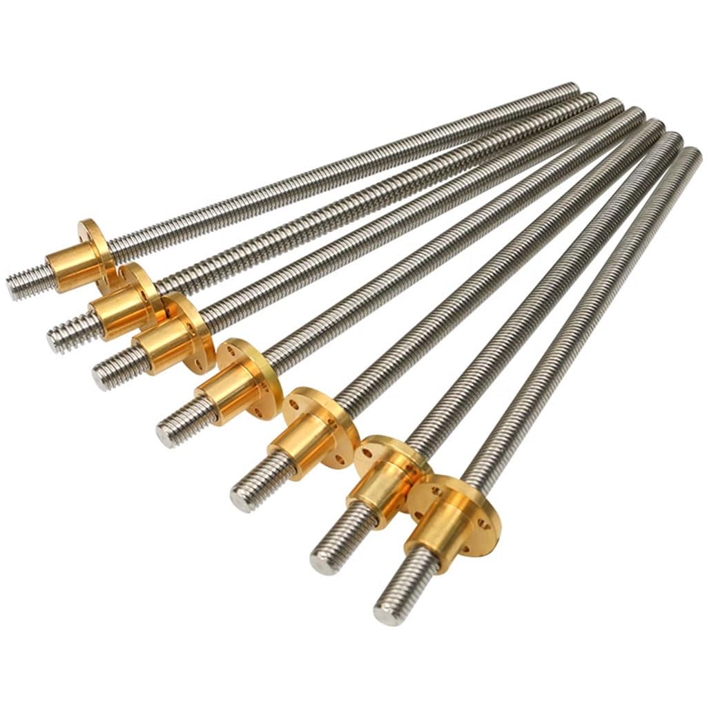 Gewindestange aus Edelstahl, 1 Stück, 3D-Druckerteile T12, Länge 100–1000 mm, Steigung 4 mm, 2 mm Trapezschrauben aus Edelstahl mit Kupfermutter