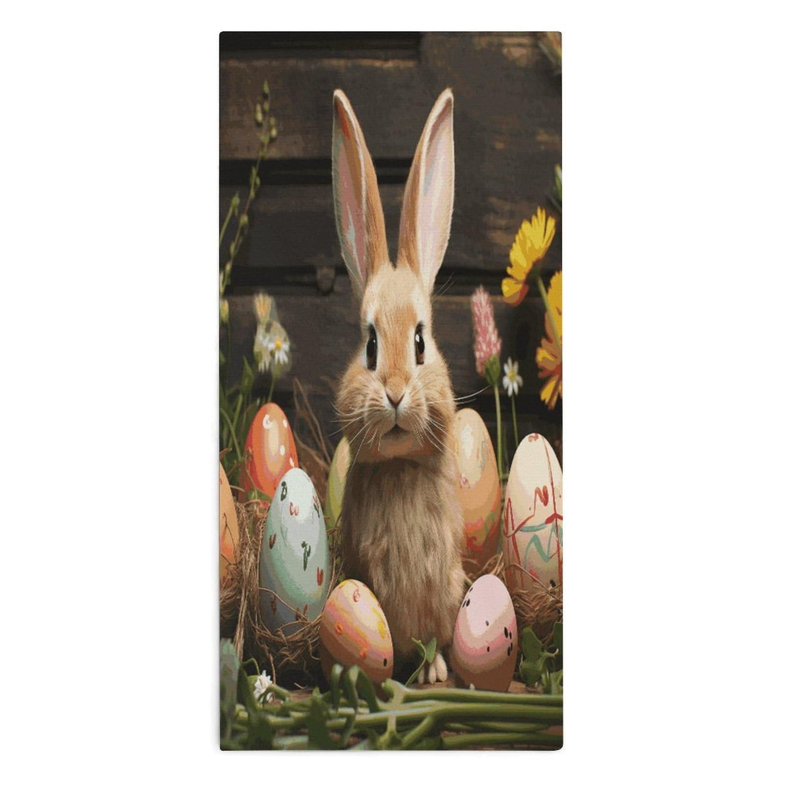 Fodpand Style Easter Egg Bunny Microfiber Towels, Decorative Bath Towel Soft & Lightweight, Hand Towels Multipurpose Use For Bathroom, Pool, Gym, Spa, And Hotel Use