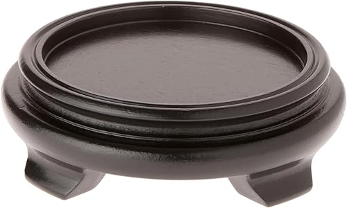 Plymor Base de exhibición con patas de chapa de madera redonda negra, 5.5 pulgadas de ancho x 5.5 pulgadas de profundidad x 1.375 pulgadas de alto