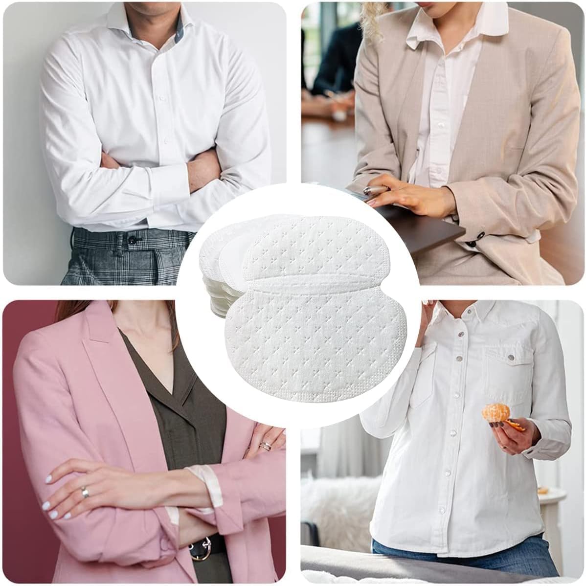 Armpit Sweat Pads 100 Packs Underarm Sweat Pads for Women and Men Dress for Sweating Women Comfortable Unflavored Non Visible Breathable for Daily Wear Armpit Protection (4)