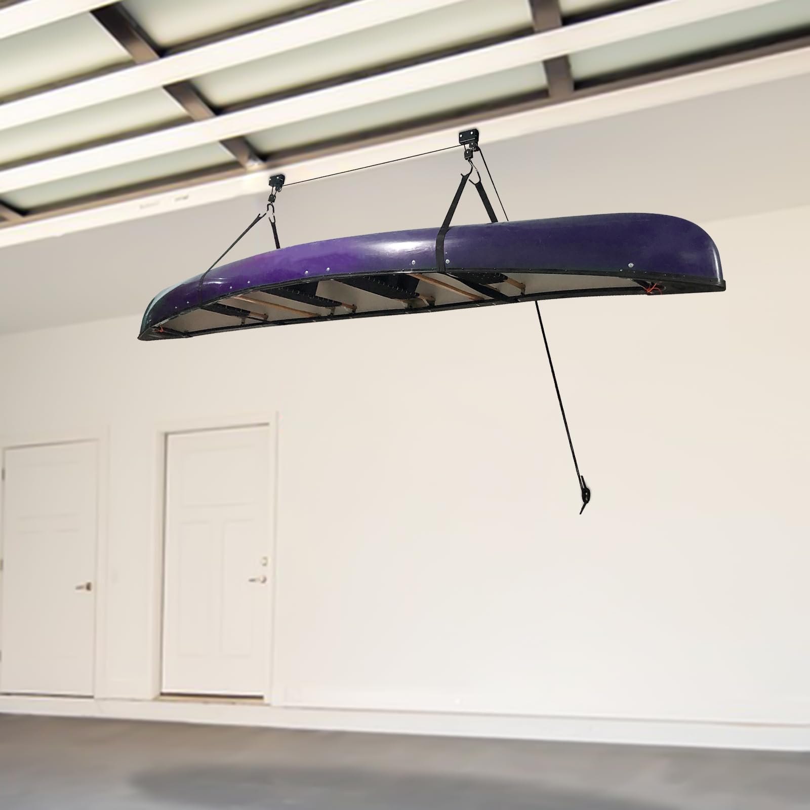 Kayak Sospensione Bicicletta Sollevamento Canoa Soffitto Puleggia con Ruote e Supporti, Portata massima 57 kg per stoccaggio di kayak, biciclette e canoe