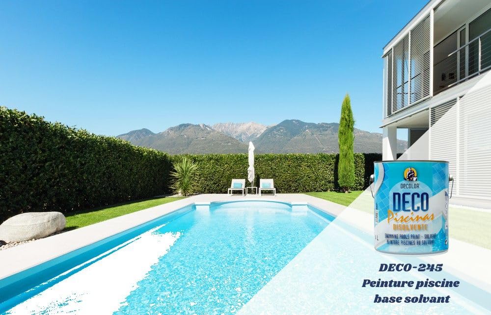 PINTURAS DECOLOR Peinture piscine béton 3 en 1 - Hydrofuge, Haute résistance au chlore, alcalis - Blanc - 5,5KG (15-20m² en 2 couches)