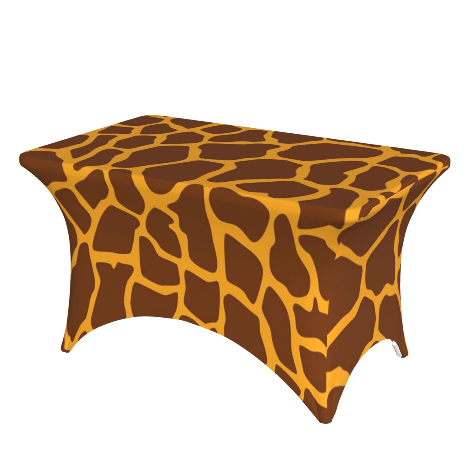 DCEHGEW 4FT Spandex Rectangular Table Cloth, Giraffe Print Printed Fitted Elastic Tablecloths Washable Table Cover for Event, Wedding, Banquet & Party