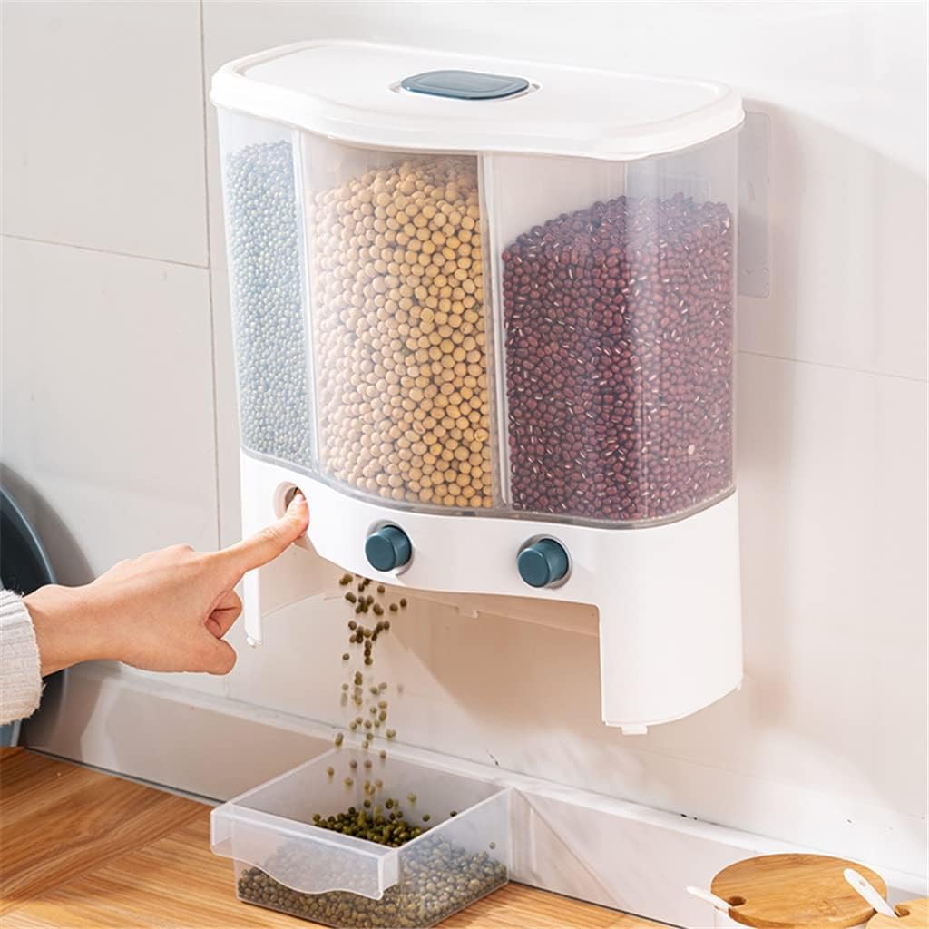 Home Sealed Rice Storage Box Wall Mounted Cereal Grain Container Dry Food Dispenser Jar Kitchen