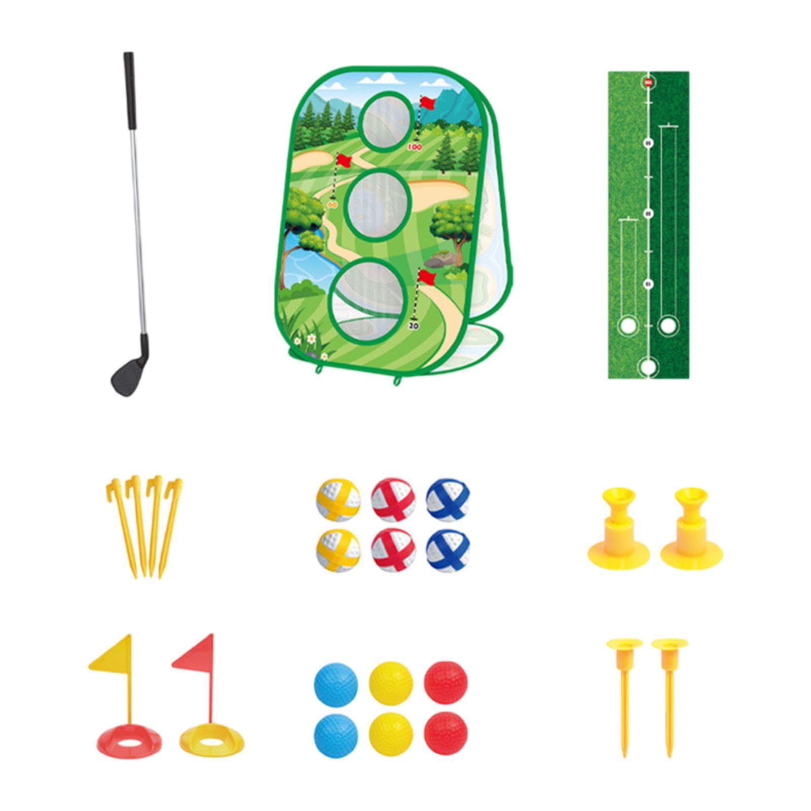 Juguetes de Golf para Niños, Juguetes para Exteriores, Juego de Práctica de Golf con Pelotas Adhesivas, Plegable para Cumpleaños de Niños de 3, 4, 5 Y