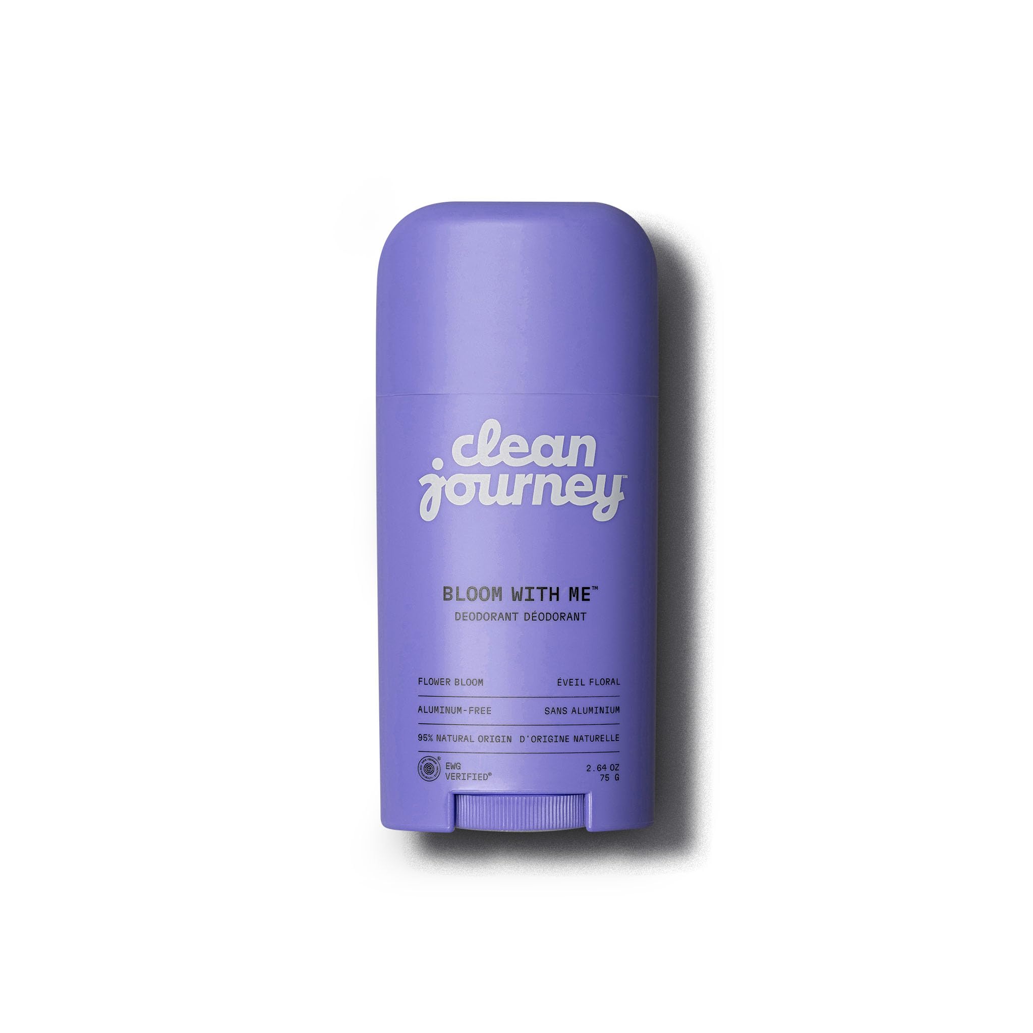 cleanjourney Aluminum-Free Deodorant, Odor Control With Baking Soda, Natural Origin Ingredients, EWG Verified & No Harmful Chemicals, Vegan, Bloom With Me, 2.64 Oz