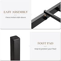 Vista 7 de SHA CERLIN Base de cama de plataforma de metal tamaño Queen con cabecera y pie de cama de hierro forjado estilo victoriano, fácil montaje