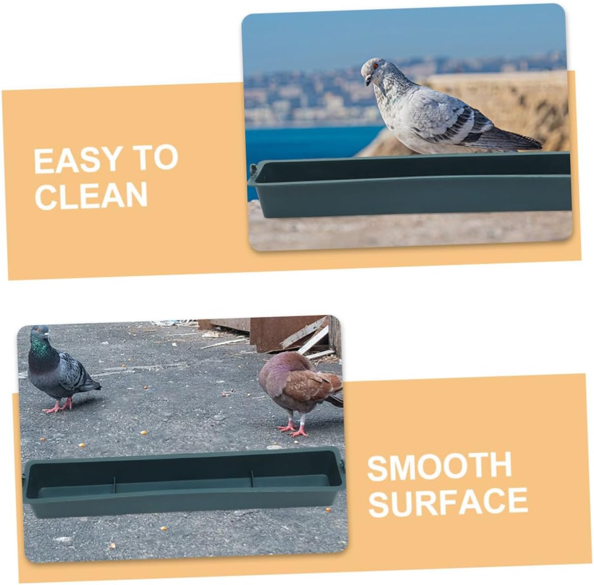 Alipis 2pcs Hanging Chicken Food Feeder with 3 Compartments, Thickened Plastic Rectangular Poultry Feed Container, Anti-Spill Design for Bird Cages, Suitable for Chickens, Ducks,