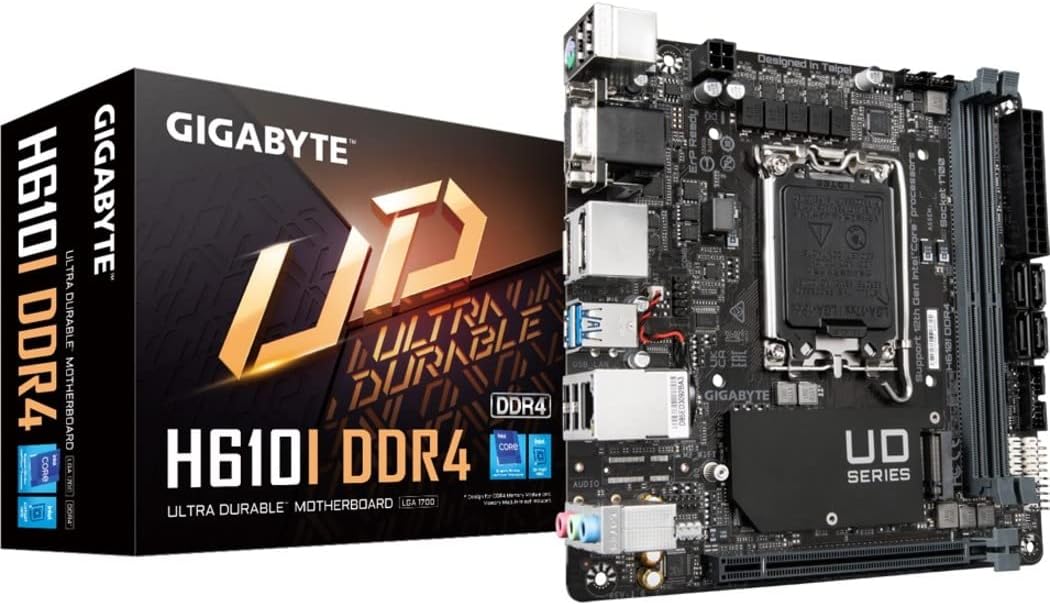 GIGABYTE H610I DDR4 (H610/ Intel LGA 1700/ Mini-ITX/ DDR4/ Single M.2/ PCIe 4.0/ USB 3.2 Gen1/ Intel GbE LAN Chip/Motherboard)