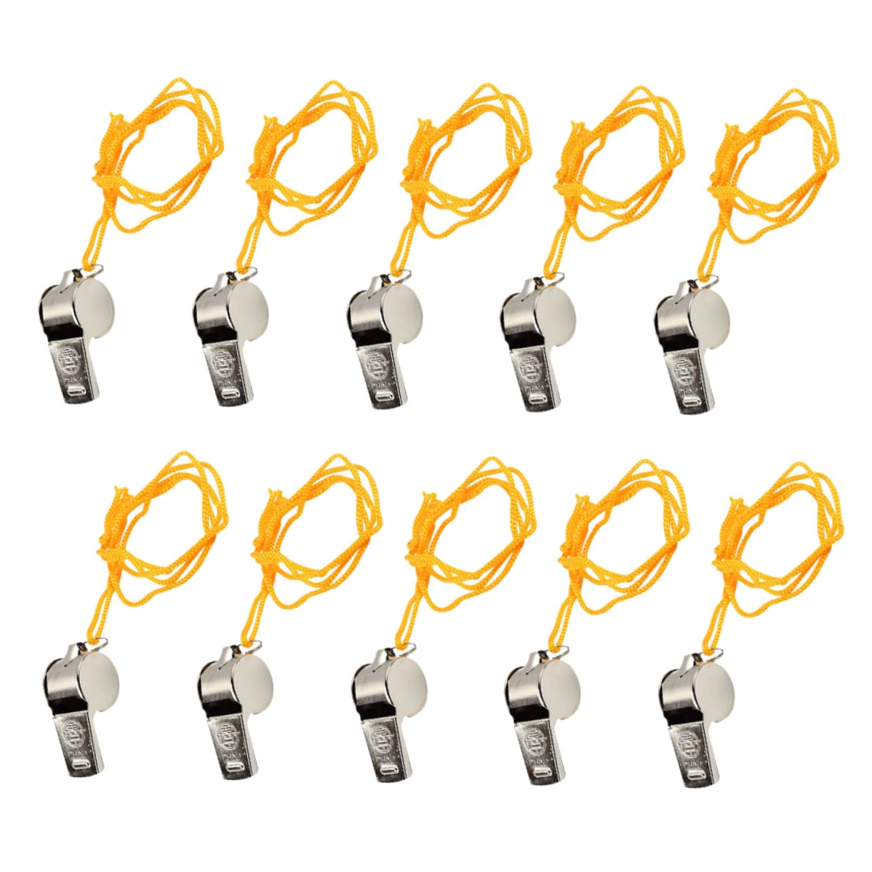 Abaodam 10pcs Metal Camping Whistle Necklace Sturdy Iron Construction Loud Sound Multi-use for Referees Emergencies