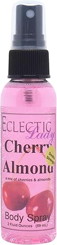 Spray corporal Cherry Almond (doble fuerza), 2 onzas, espray corporal para mujeres con fragancia limpia, ligera y suave, perfume de larga duración