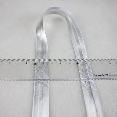Miniatura 2 de IubuFigo Cinta de bies metálica de un solo pliegue de 0.591 in para coser 100% poliéster color sólido (plata)