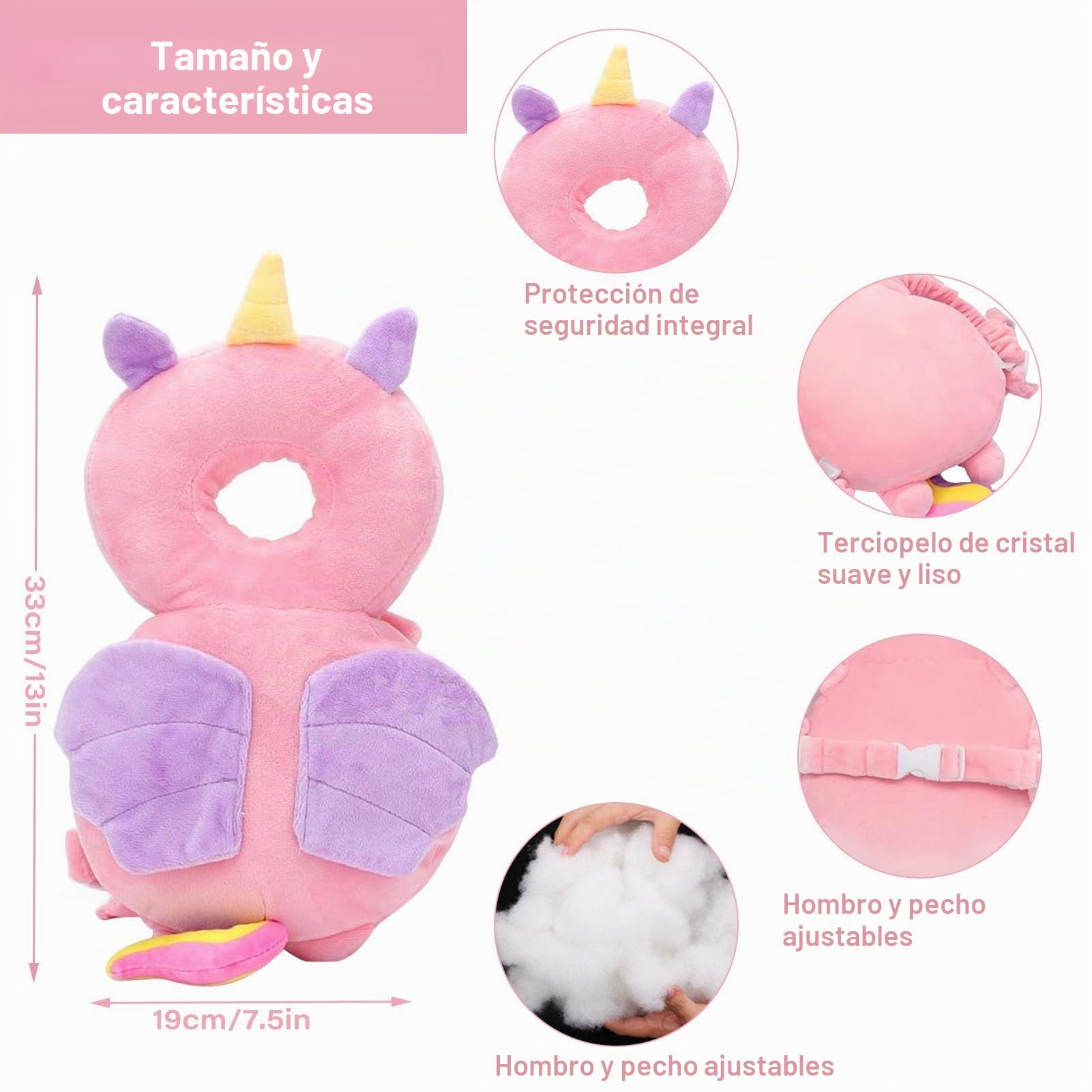 Protector Cabeza Bebe, Mochila Protectora Cabeza Bebé Anticaida Almohada Seguridad Protección Espalda Cojín Suave Ajustables Transpirable para Edad 4-24 Meses Bebé Aprende Gatear y Caminar