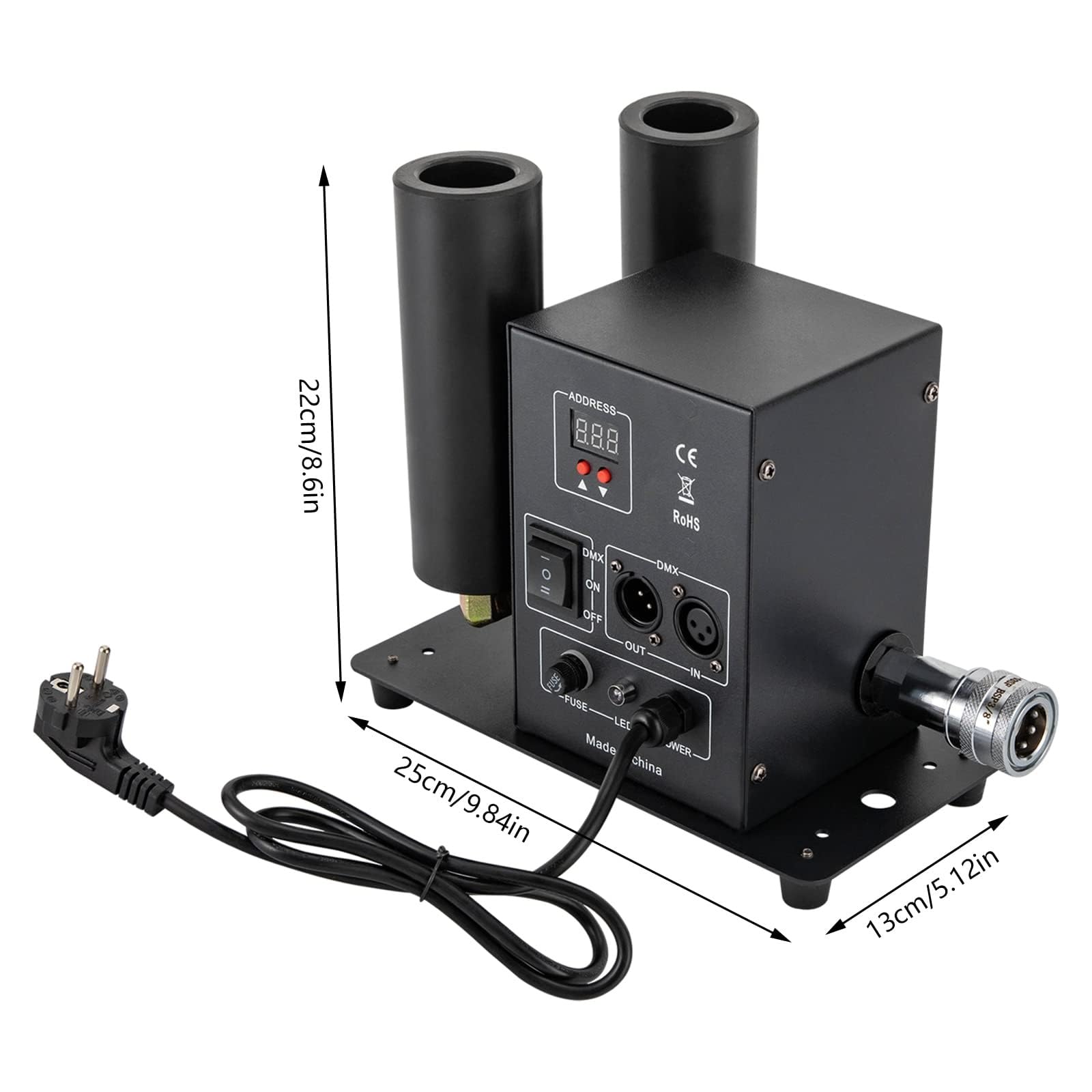 2 Kopf CO2 Nebelmaschine,CO2-Kanone Blaster,Kaltrauchsäulenmaschine für DJ-Bühnen,DMX 512-Steuerung, verstellbarer Winkel und 5–6 m Strahlhöhe für DJs, Konzerte,Partys, Geburtstage und Hochzeiten