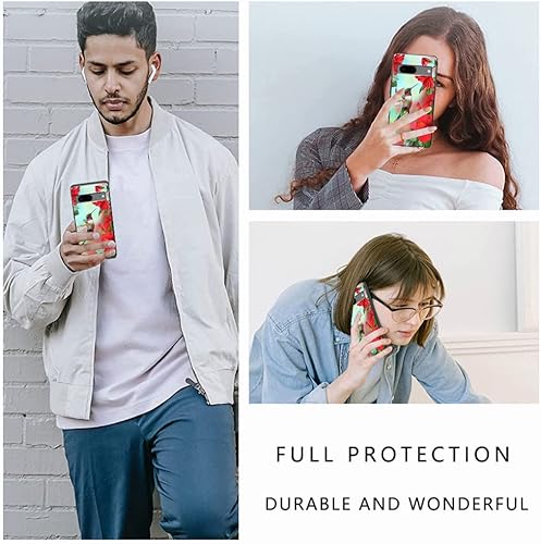 Miniatura 6 de Funda compatible con Google Pixel 7, funda de teléfono con patrón de flores de hibisco y colibrí para niños y niñas, TPU suave, a prueba de golpes,