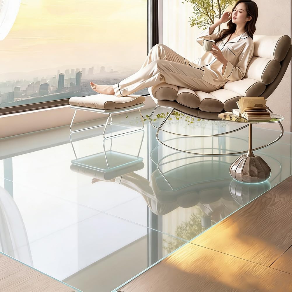 Clear Area Mat for Hard Floors, No Slip Waterproof PVC Rug Floor Mat, for High Traffic Areas, Under Dining Table,Clear,140x850cm(55x335inch)