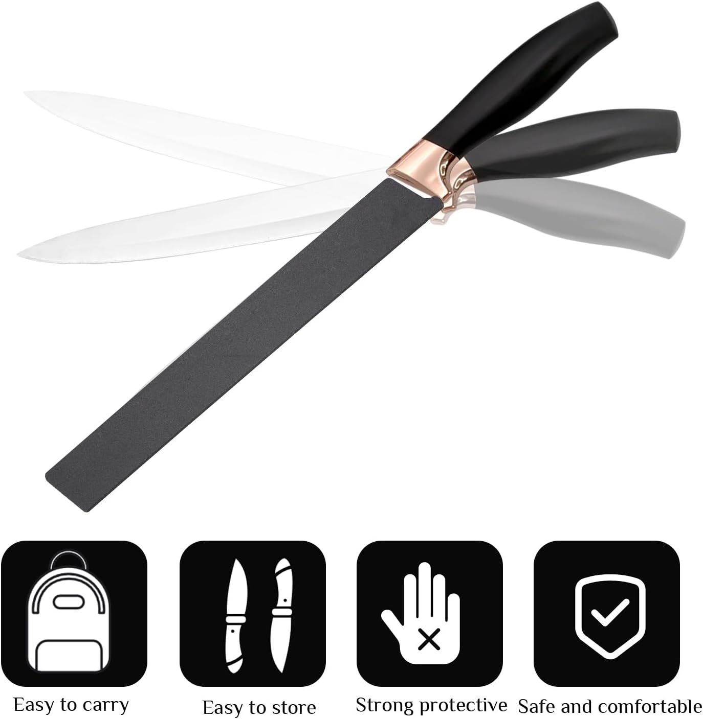 6 Pcs Universal Knife Edge Guards for 14" Knife, Kitchen Safety Knife Sheath Sleeves ABS Knife Cover Case Knife Blade Protectors