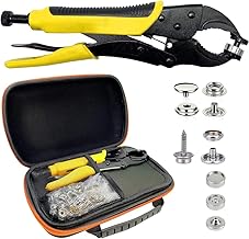 Heavy Duty Snap Fastener Tool Kit, Punching Function, Snap Button Tool with Adjustable Setter, 15mm Snap Tool Includes 40 Sets Marine Snap Fasteners