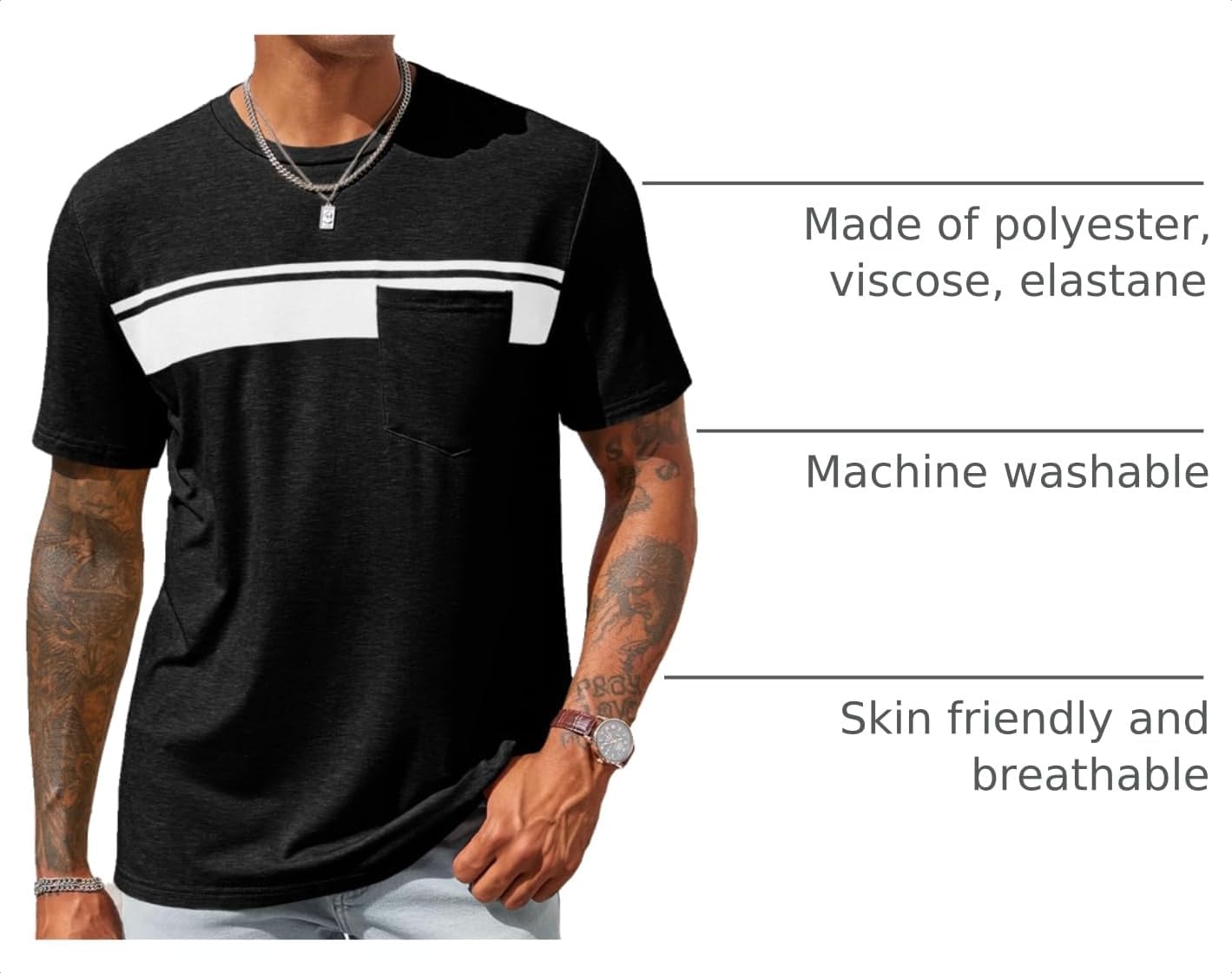 Runcati Men's Casual Graphic T-Shirt with Pocket image 4