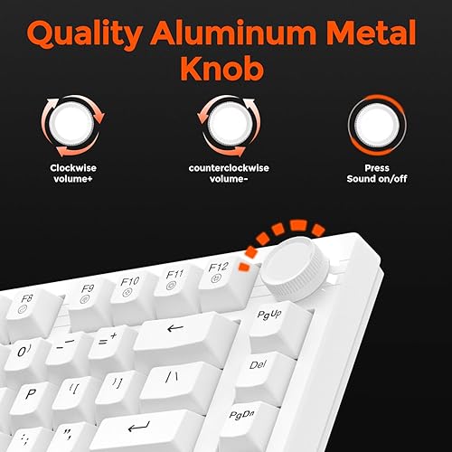 Miniatura 4 de DAREU EK75 - Teclado mecánico con cable, teclado del 75% con perilla de volumen, teclados mecánicos para juegos de montaje en junta, 81 teclas