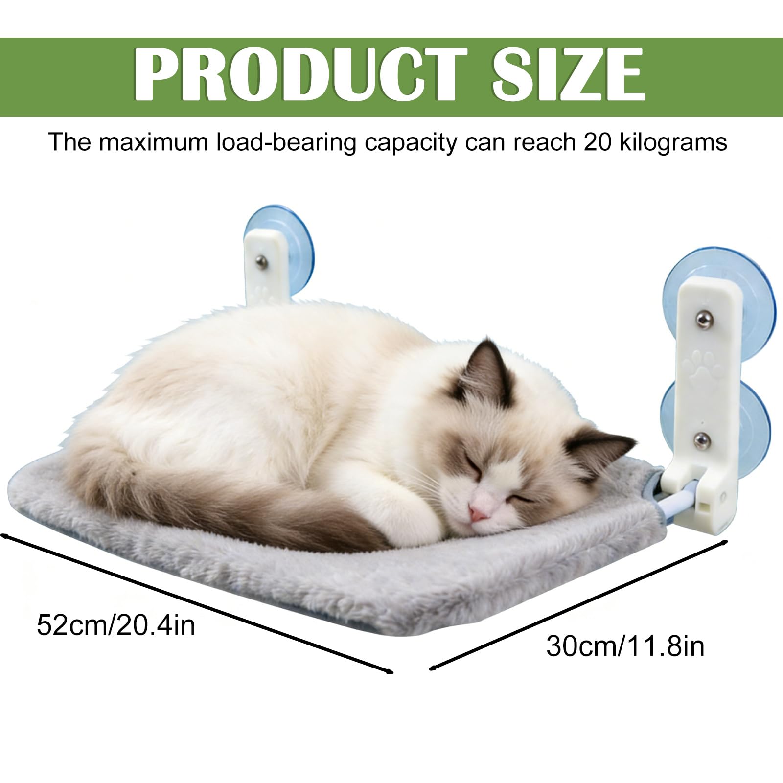 Amaca Per Gatti, Amaca Per Gatti Da Finestra, Letto Sospeso Per Animali Domestici, Pieghevole, Accessori Gatto Con Forti Ventose Robuste, Stabile E Facile Da Montare, 30 * 52cm, Grigio